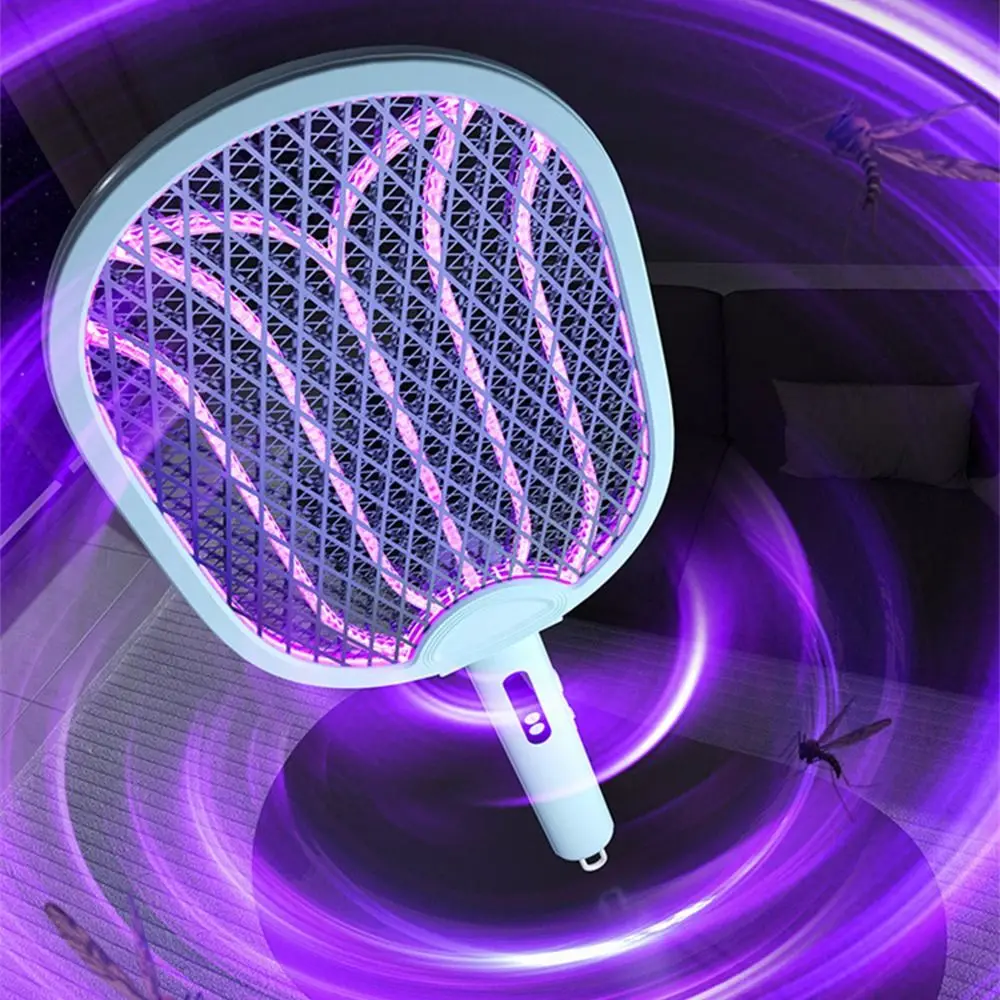 

2 in 1 Electric Mosquito Swatter Portable Anti Mosquito Fly Bug Zapper Security Net USB Rechargeable Fly Swatter Trap Household