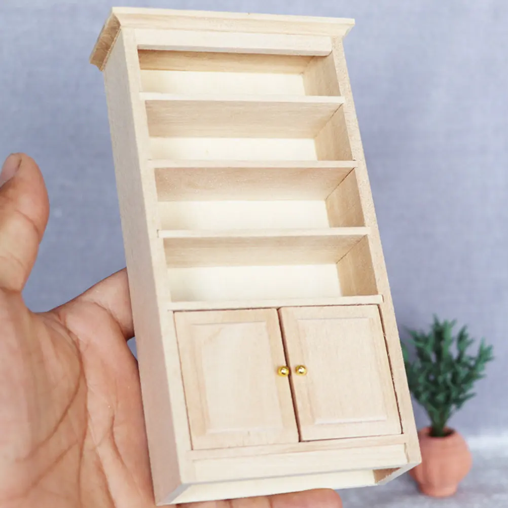 

Маленький шкафчик из массива дерева для миниатюрного домика DIY, мебель для декора дома, мебель для хранения, поделки, украшения