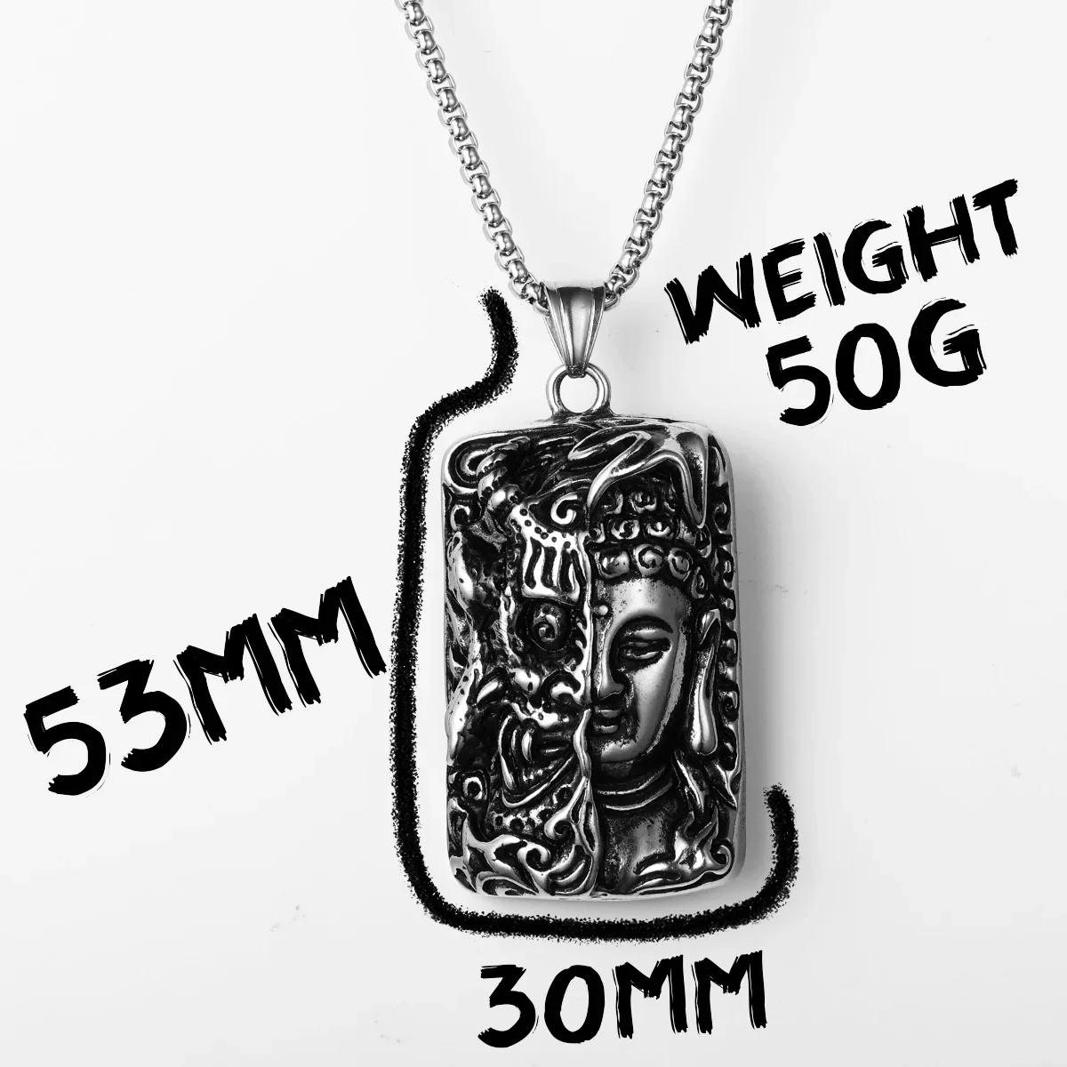 Buddhism Half Devil Half Buddha Amulet Men Necklaces Stainless Steel Pendant Chain Women Jewelry Cool Accessories Gift Wholesale