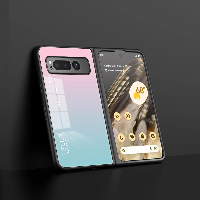Szklane etui na telefon Google Pixel Fold z gradientowym wzorem