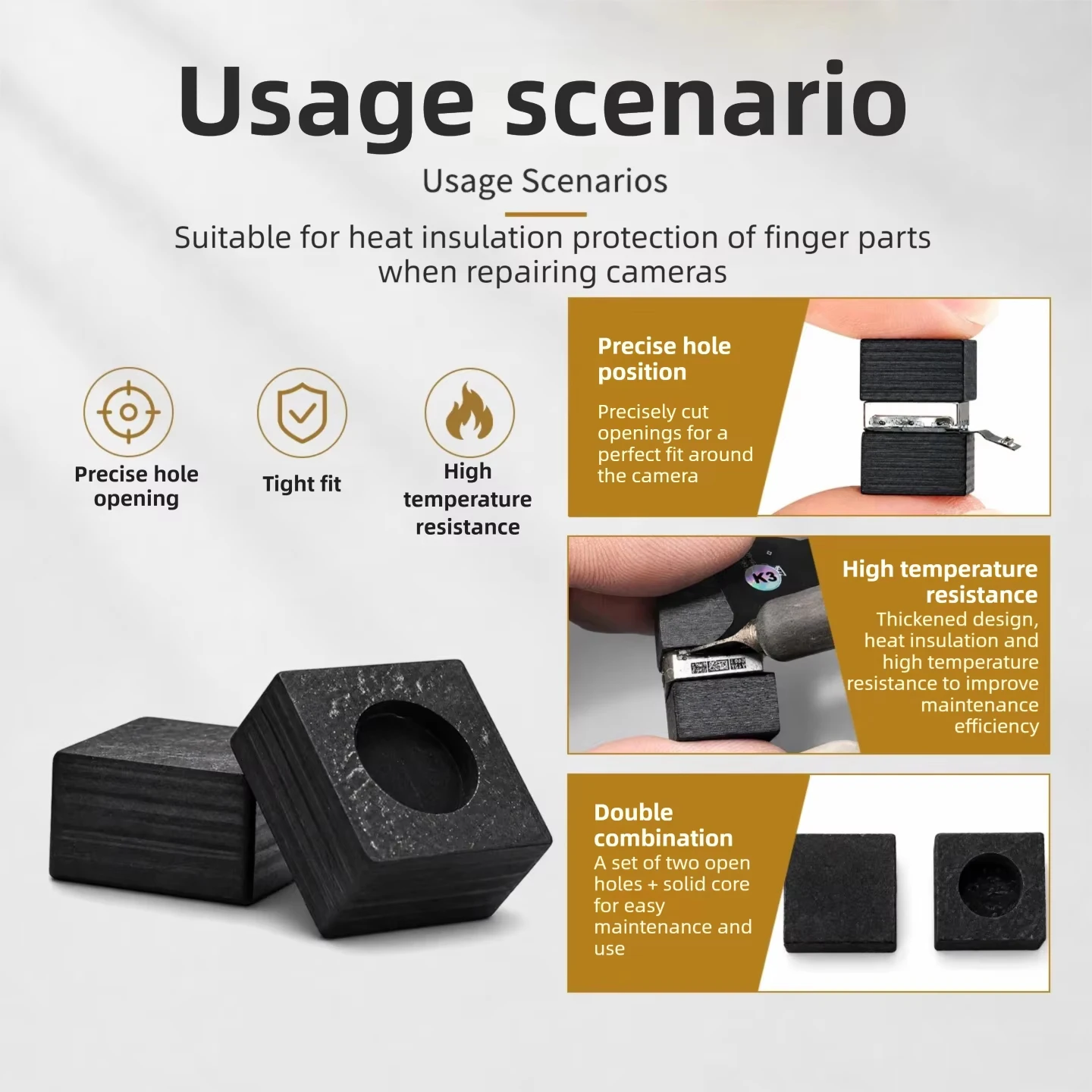 KEGUAN Ceramic Heat Resistant Block for Camera Module Repair Precision Positioning Holes Dual Set for Phone Soldering Fixture