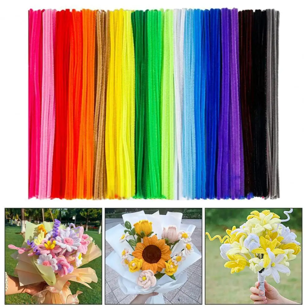 Colorful Chenille Pipe Cleaner for Kids, Pipe Cleaners, Educational Toy, Craft Supplies, 20 Colors, 30cm, 100Pcs