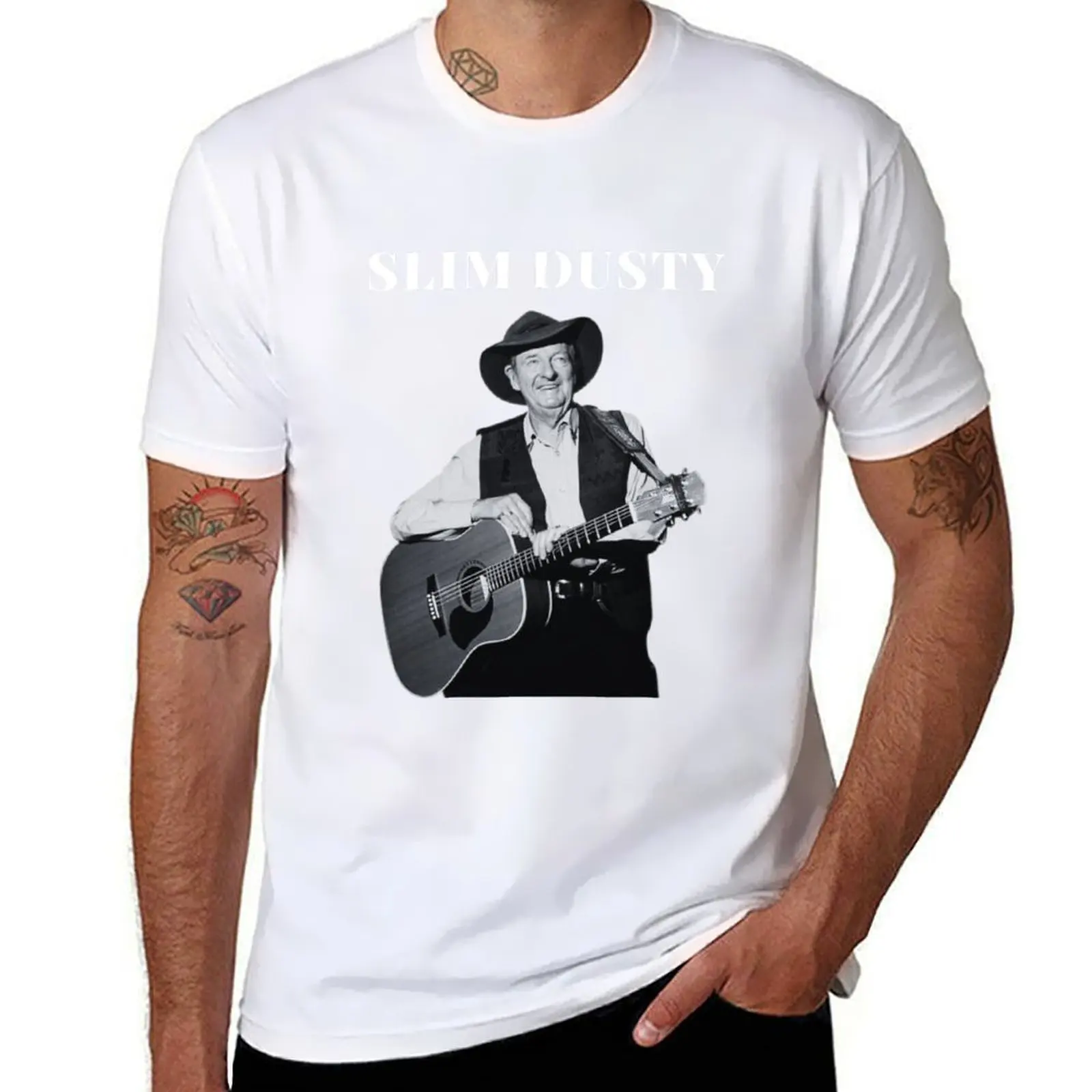 Slim Dusty with Guitar T-Shirt black cotton t-shirt plain for man package t shirts for man cotton T-Shirt