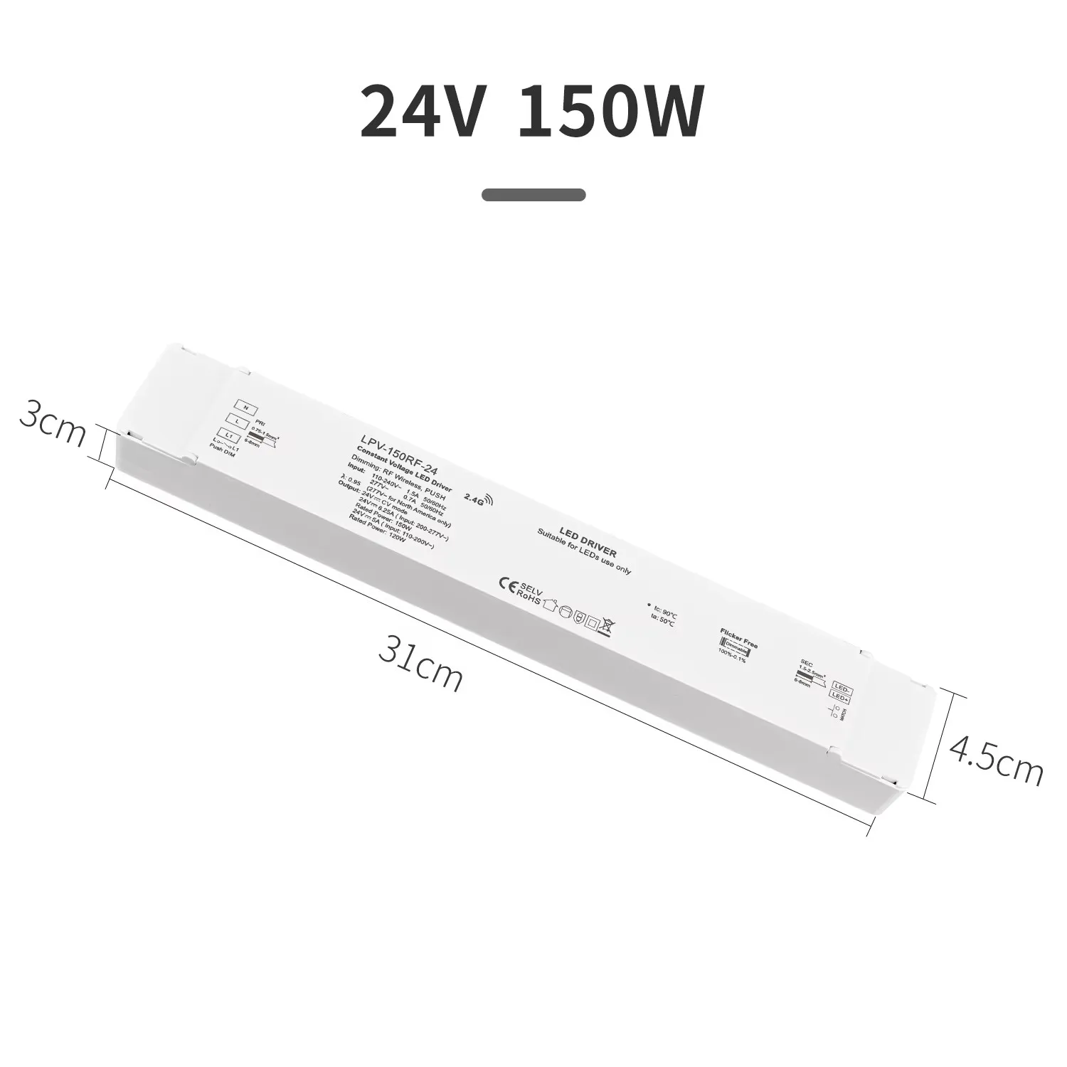

Skydance 40W 75W 150W Dimmable LED Driver AC85V-220V to DC 2.4G RF Wireless Remote Control Transformer Power For LED Strip