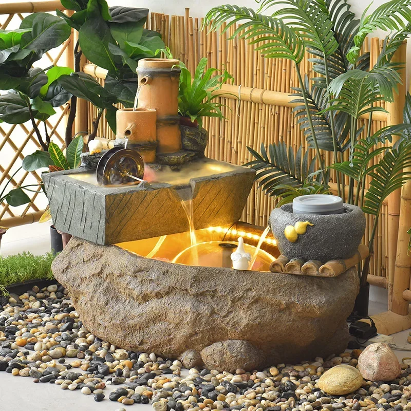 Chinese garden sink stone trough flowing water lucky ornament