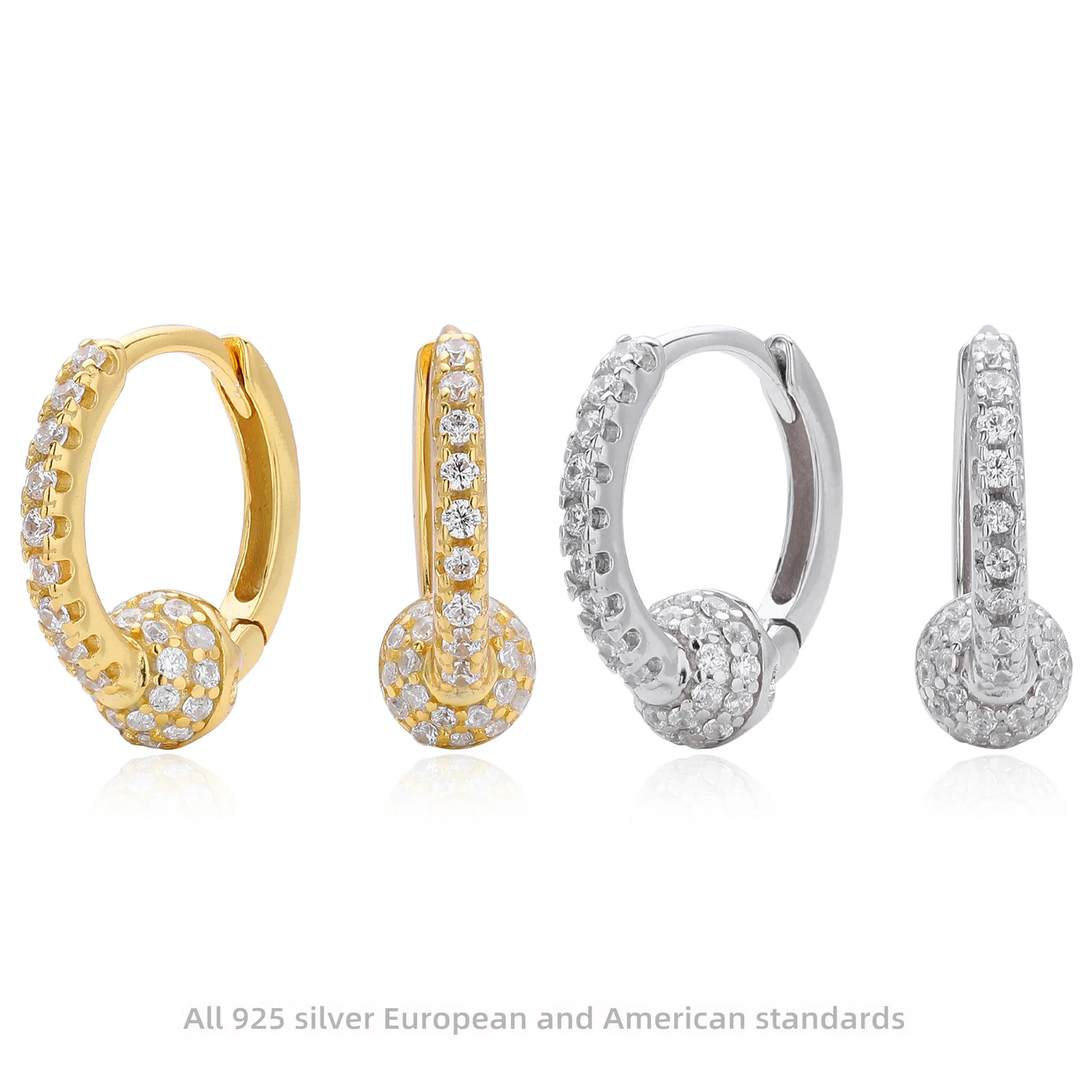 

Withered Jewelry Earrings Women's Earrings Ear Cuffs S925 Pure Silver Ear Buckle With Zirconium Ball Earrings