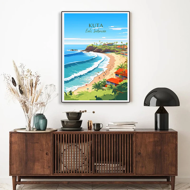 ملصق المناظر الطبيعية للسياحة الآسيوية ، بناء الشاطئ ، الجبل ، قماش اللوحة ، سيتي سكيب ، جدار الفن ، ديكور المنزل ، اليابان ، تايلاند ، الهند #4