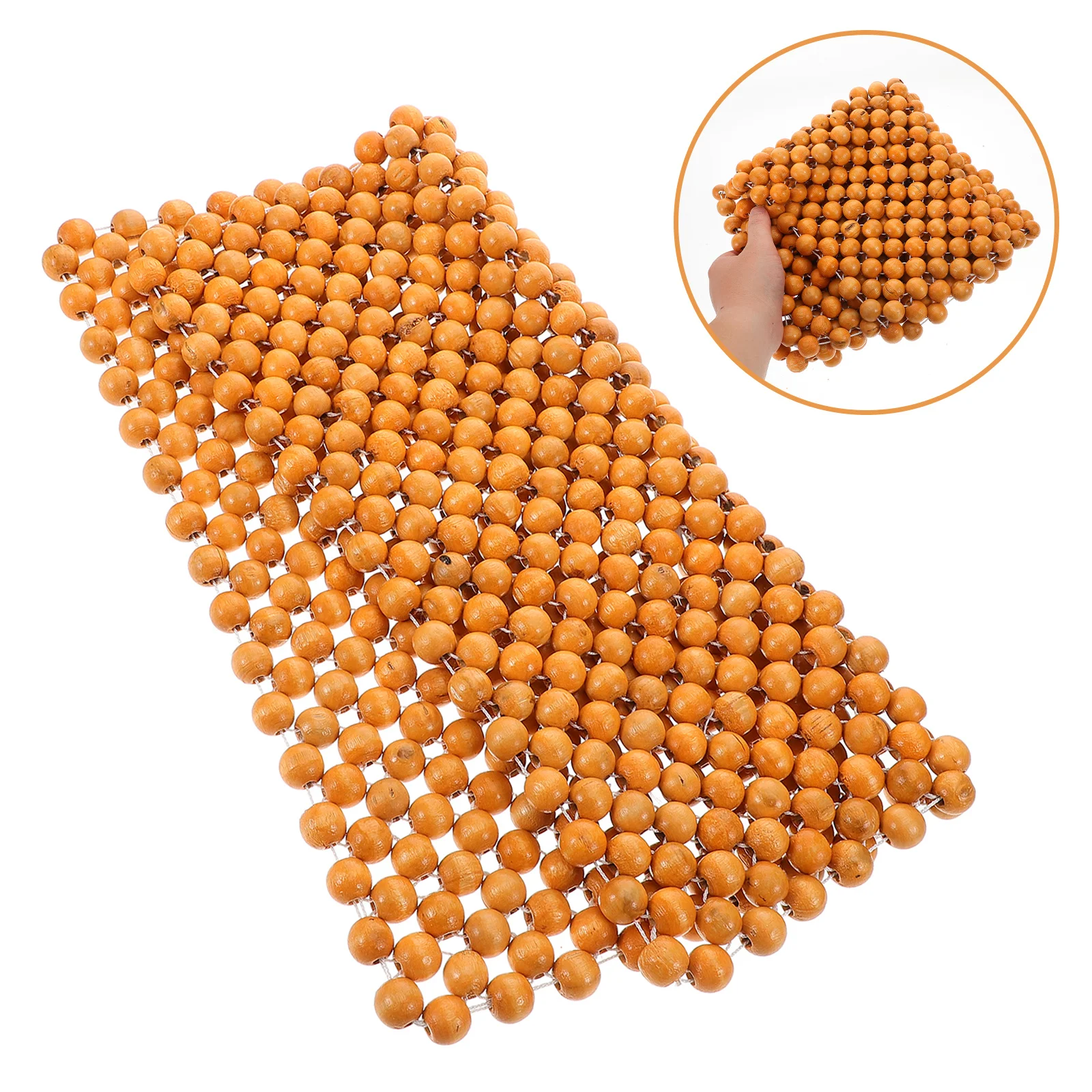 

Car Seats Cushion Wood Beads Beige 44x44cm Double-Line Design Cooling Breathable Comfort Beaded Cover for Driving Office