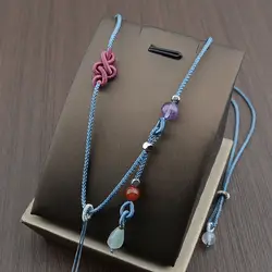 Fine Hand-woven Auspicious Knot Lanyard Jade Crystal Mira Necklace Rope Adjustable Hanging Neck Pendant for Men and Women‘s Gift