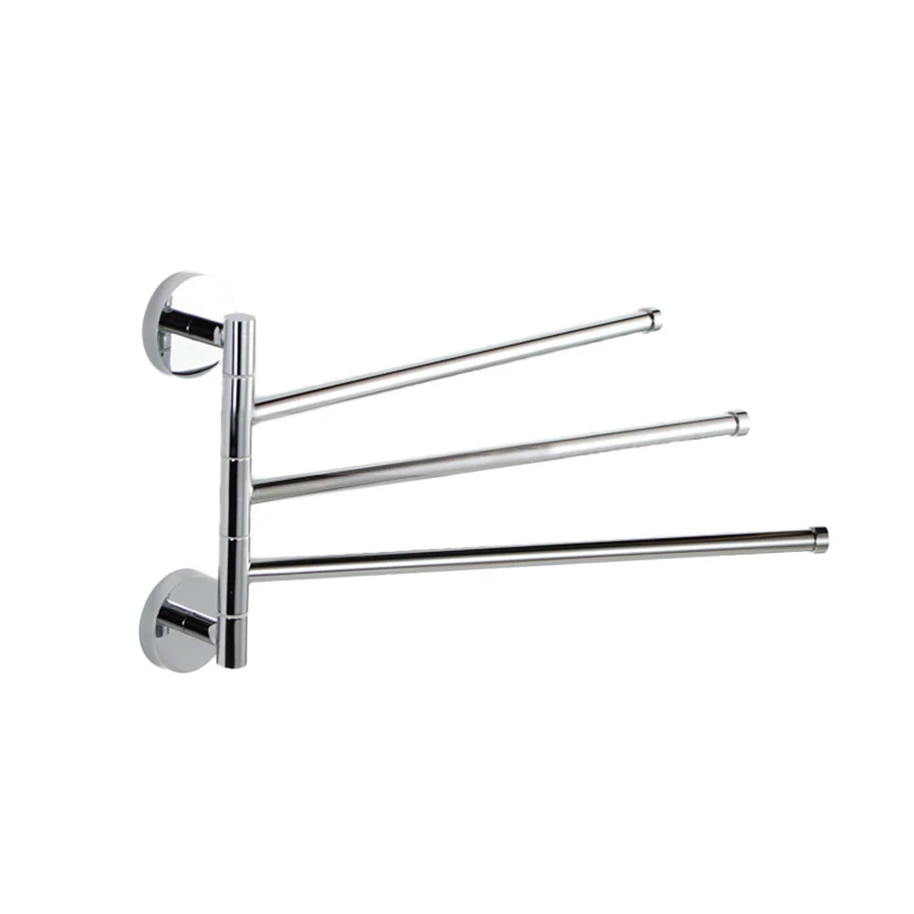 

3 Bar Stainless Steel Bath Towel Rod Wall Mounted 360 Degree Swivel Space Saver Towel Rack Bathroom Kitchen Organizer