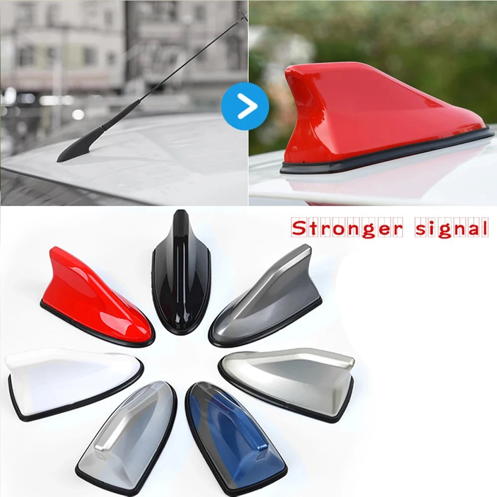 Car Shark Fin Antenna Vehicle Roof Aerials AM/FM Radio Signal Base Automotive Top Decoration Punching-free Antenna Replacement