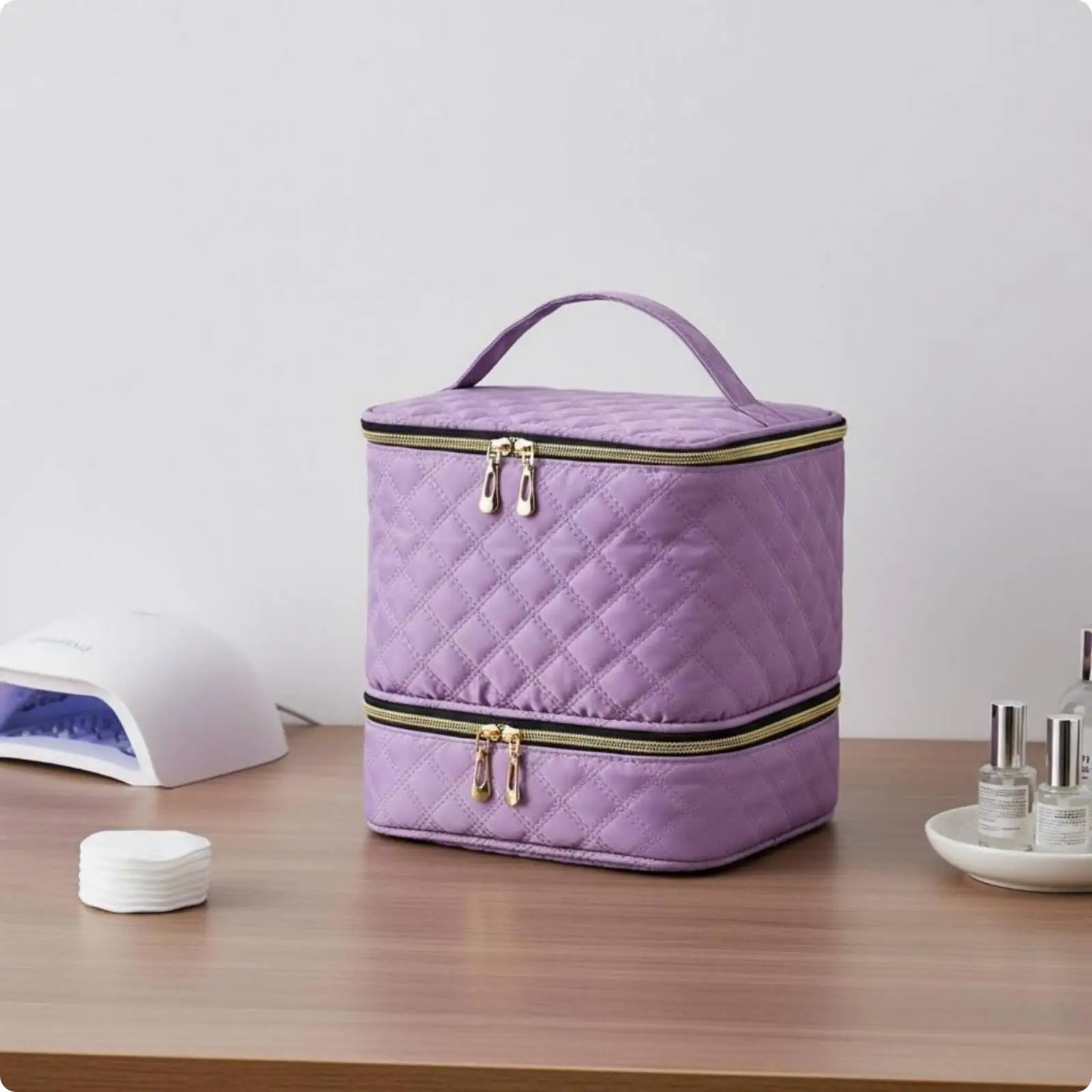 Women Cosmetic Organizer with Shoulder Strap Manicure Storage Bag Forty Bottle Nail Polish Case for Professional Use