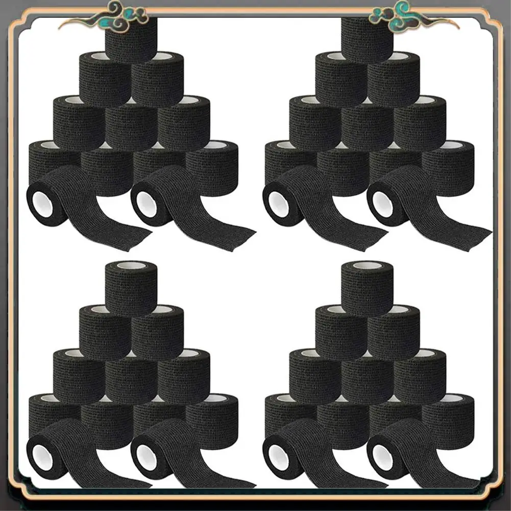 

Premium 48 Rolls Of Non-Woven Self-Adhesive Bandage Outdoor Sports Tape Finger Joint Bandage 5Cm X 4.5M Black