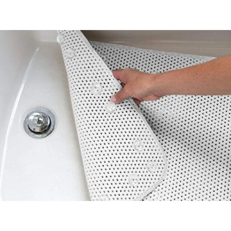 Bathtub Mat Non Slip, Soft Foam Bath Mats for Bathroom Tub, Bathtub Mat with Drain Holes, Suction Cups- 36” X 17” - White