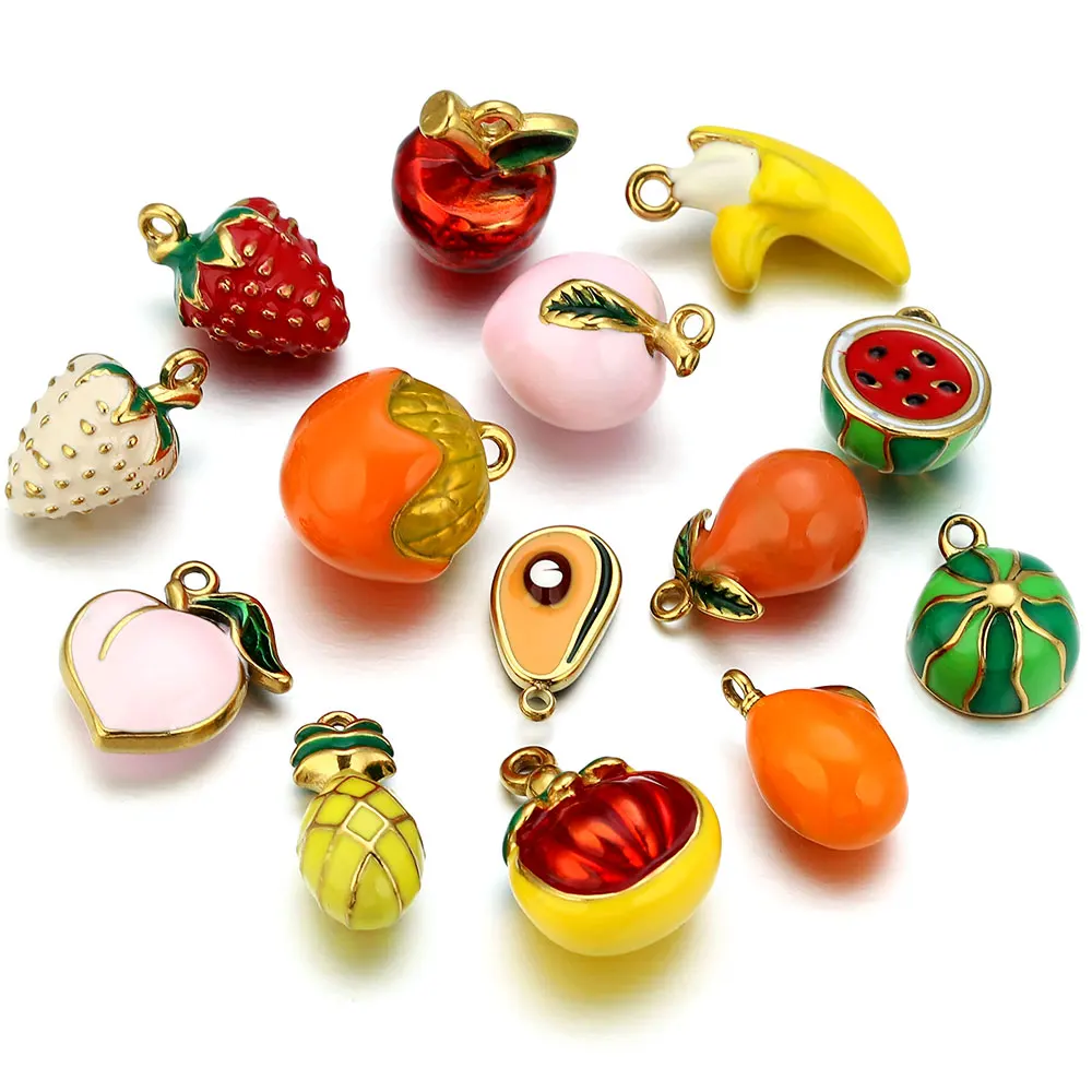 

2pcs Stainless Steel Cute Fruit Charms Pendant for Keychains Bag DIY Earring Jewelry Materials Making Pendant Supplies Crafts