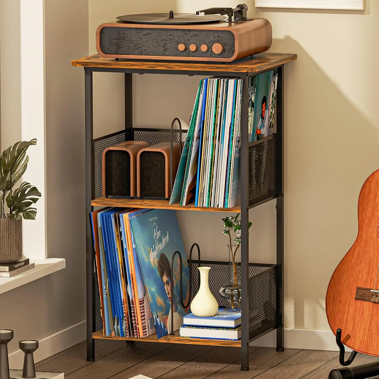LP storage box, album display rack, record cabinet, floor mounted vinyl record storage rack
