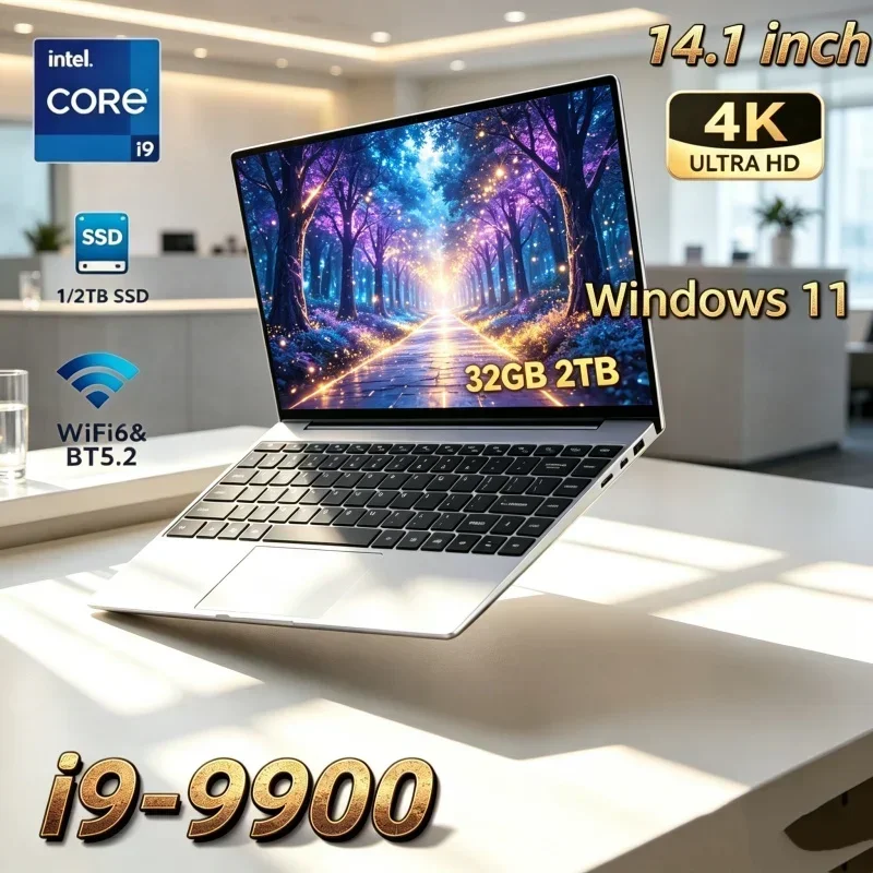 Laptop Intel I9-9900 Windows 11 14.1 Inch Entertainment Notebook Computer Gamer 16GB RAM 1TB 2TB SSD PC Gaming Office 1920*1080