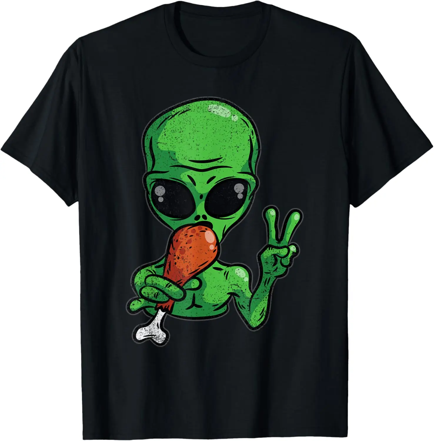 

Alien Eating Turkey Thanksgiving Day Funny UFO Fall Autumn T-Shirt