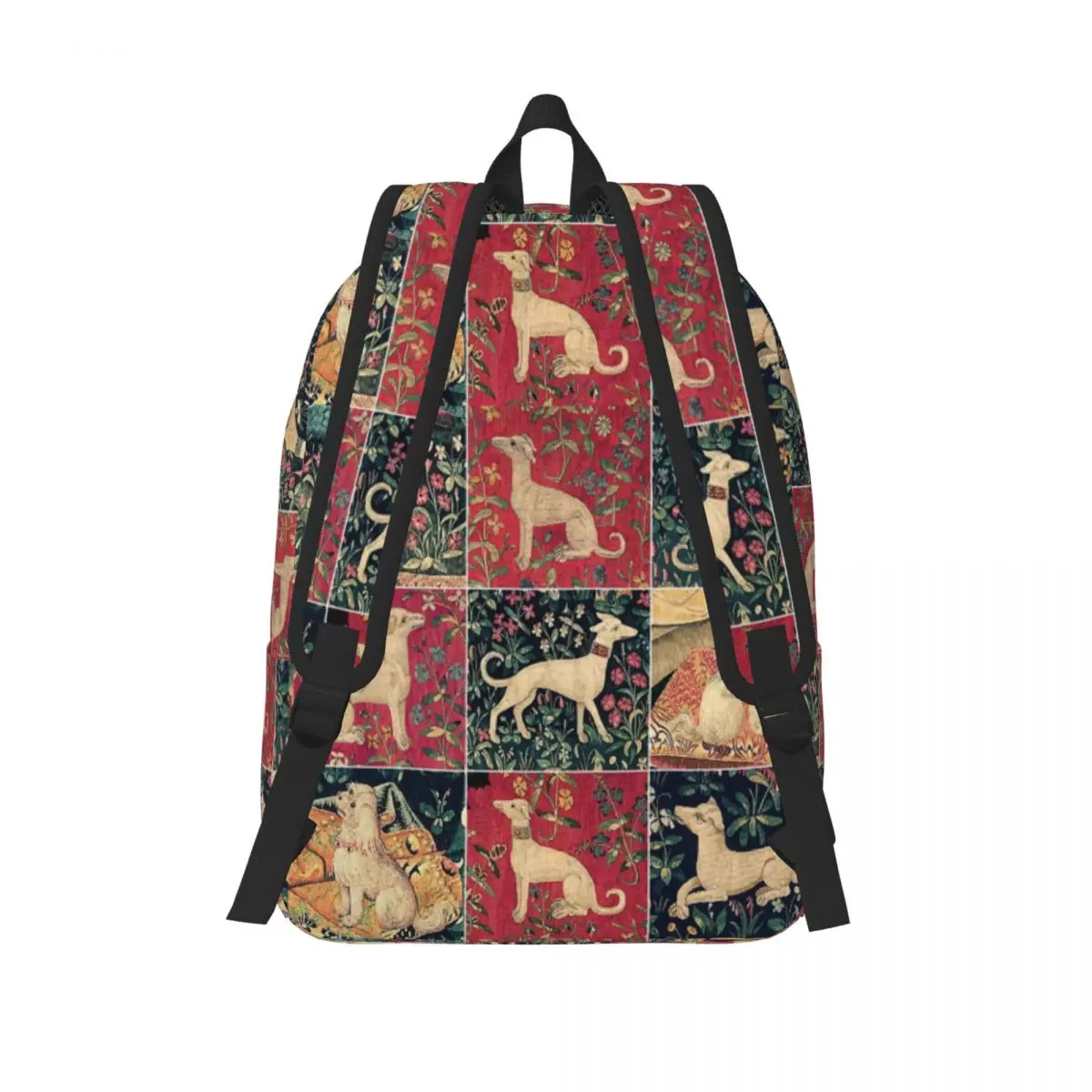 Medieval Greyhound Canvas Backpacks for Women Men School College Student Bookbag Fits 15 Inch Laptop Whippet Sighthound Dog Bags