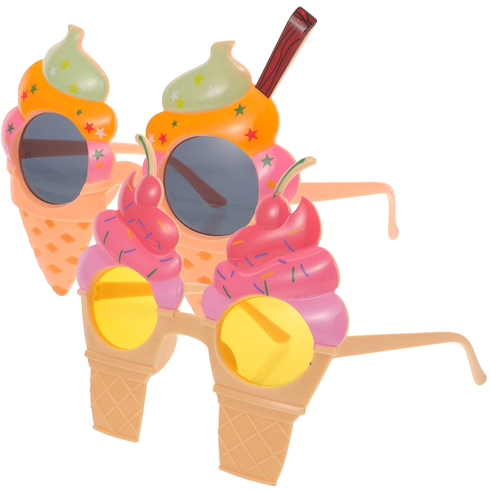2 Pcs Beach Party Glasses Photo Props Decorate Sunglasses Plastic Portable Eyeglasses