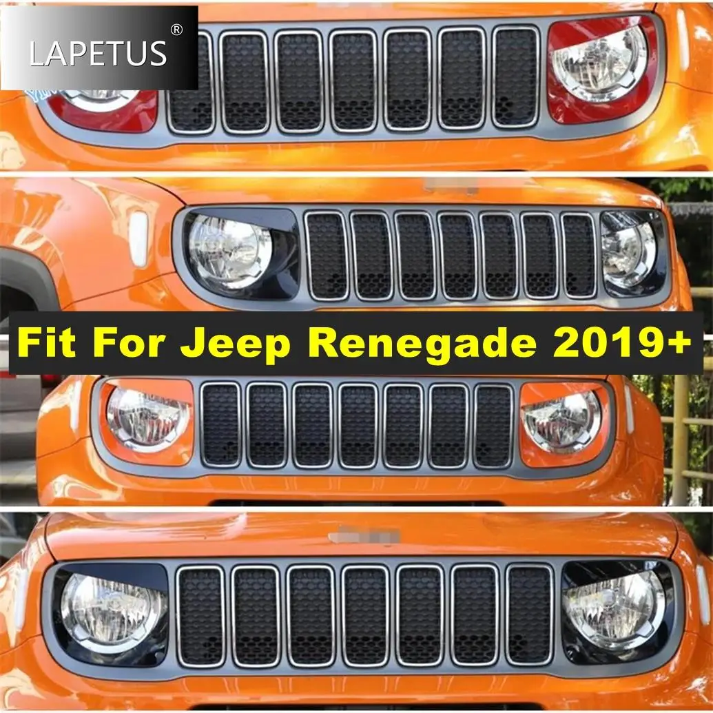 

Carbon Fiber Look Car Front Face Lights Headlight Decor Frame Cover Trim For Jeep Renegade 2019 2020 ABS Exterior Accessories