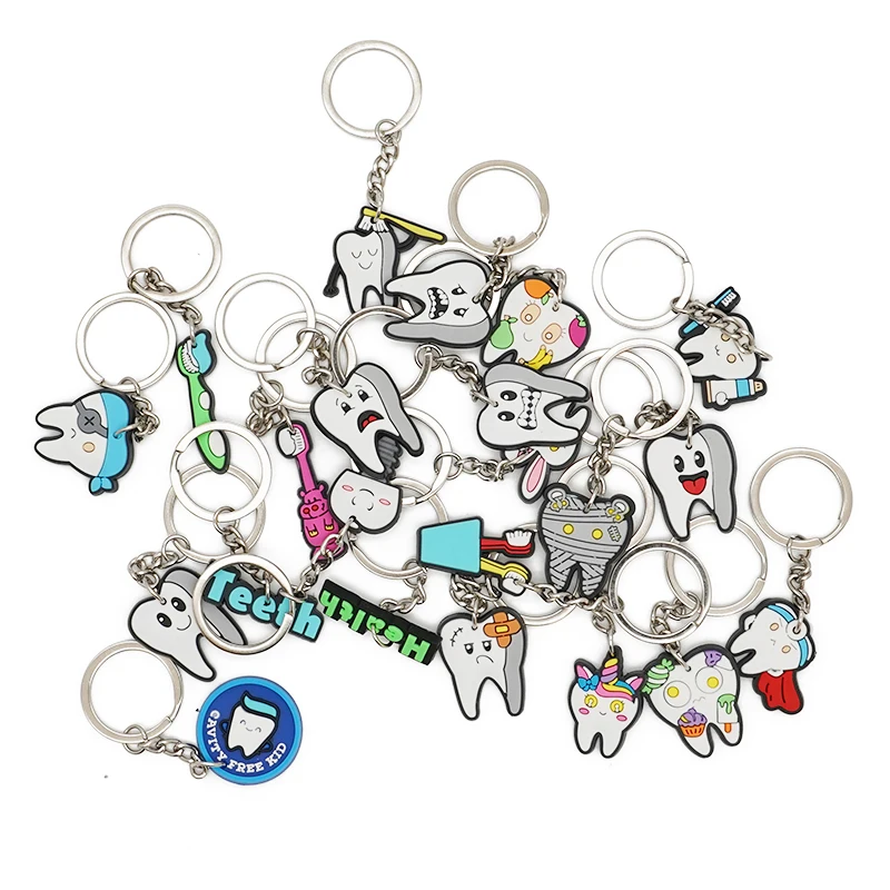 5pcs Teeth Shape Key Chain Cute Dental Gift Creative Teeth Keychain Dentist Decoration Key Chains  Dentistry Clinic Gift