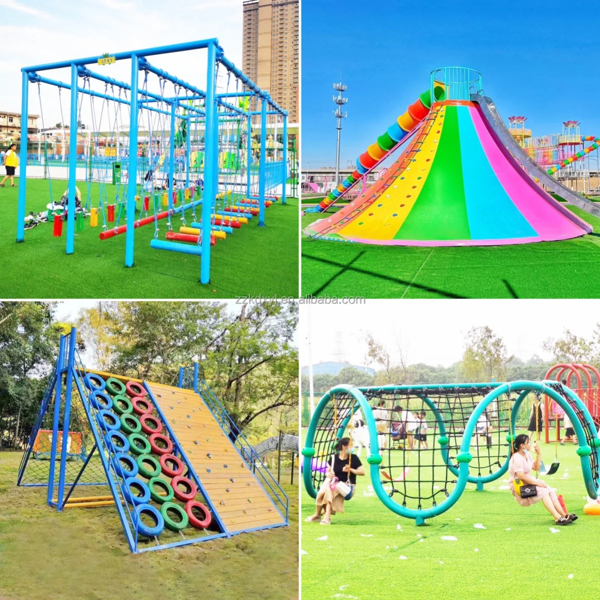 Outdoor Amusement Rides, Metal Climbing Net, U-shape Playground Equipment for Kids and Adults, Park Fun Activities