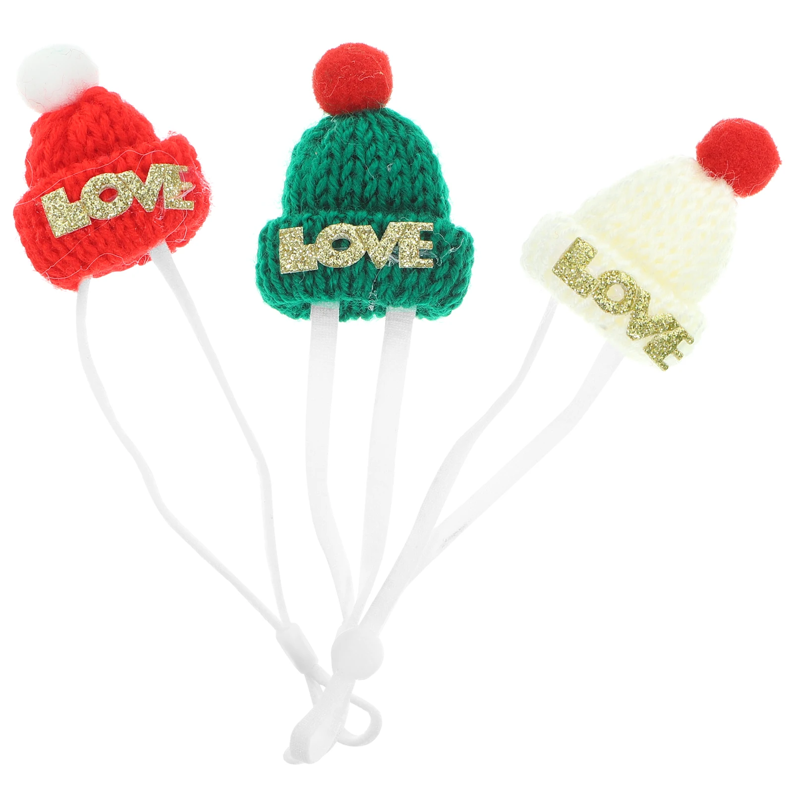 

3pcs Small Hamster Christmas Hat Knitting Pet Caps Adjustable Durable Festive Pet Headwear For Hedgehog Chinchilla Guinea Pig