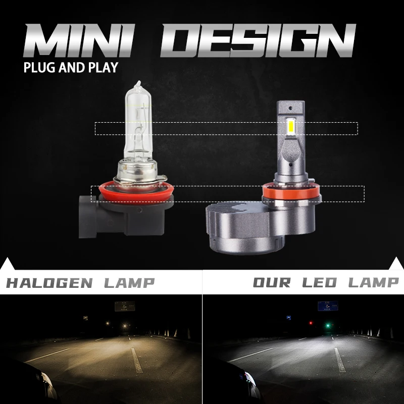 DAWNKNIGHT 높은 밝기 60W H11 LED 헤드 라이트 특별 한 자동차 LED 헤드 라이트 전구 6500K 터보 빛 자동차 2PCS 12V