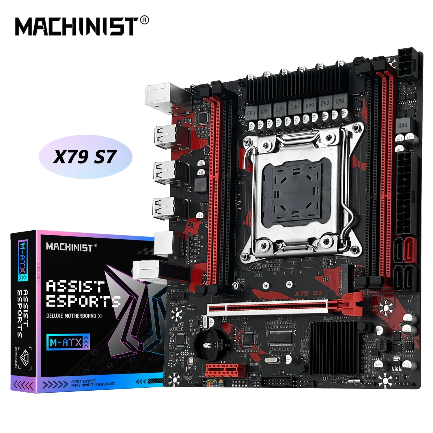 

MACHINIST X79 S7 Motherboard Support Intel LGA 2011 Xeon E5 v1&v2 CPU Processor DDR3 REG ECC RAM Dual channel USB 3.0 NVME M.2