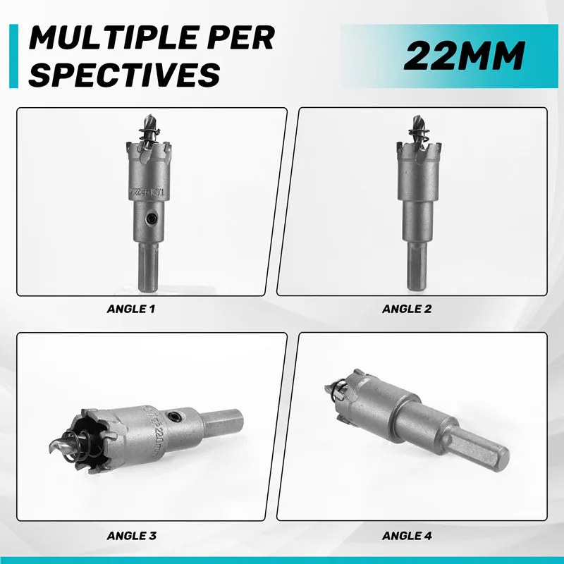 Set di punte da trapano espandibili per apri fori in acciaio inossidabile/metallo da 6 pezzi in carburo di tungsteno 22 mm