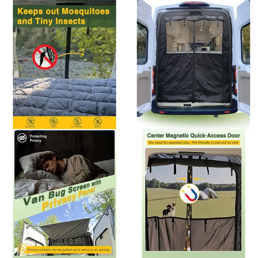 

Van Bug Screen with Privacy Panel Fit for Ford Transit 150 250 350 2015-2025 High Roof Rear Door Mosquito Net Campervans Flyscre