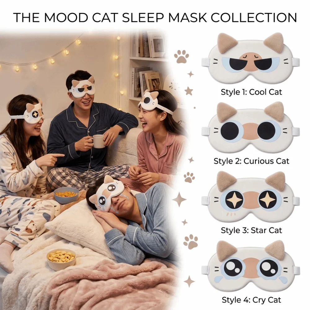 Cat Ear Sleep Eye Mask Soft Breathable Fabric Light Blocking Light Blocking Eye Cover Breathable No Pressure Cute eye mask
