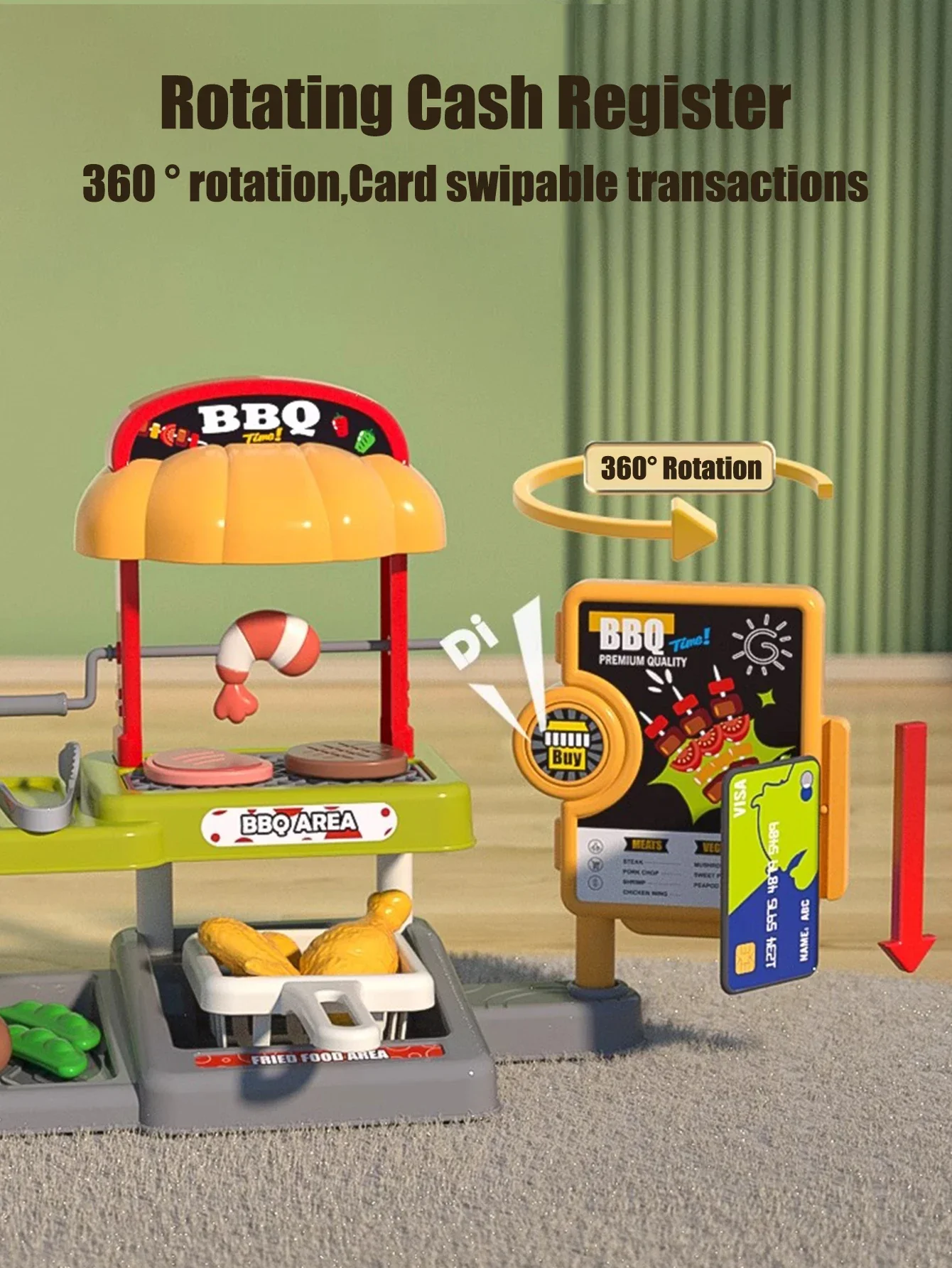 56 Uds tienda de juguetes con simulación de sonido barbacoa restaurante juego de rol regalo de cumpleaños Mini barbacoa para niños