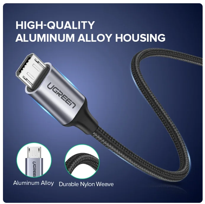 UgreenマイクロUSB充電ケーブル、Samsung Galaxy S7 S6急速充電対応、タブレット用USB充電コード