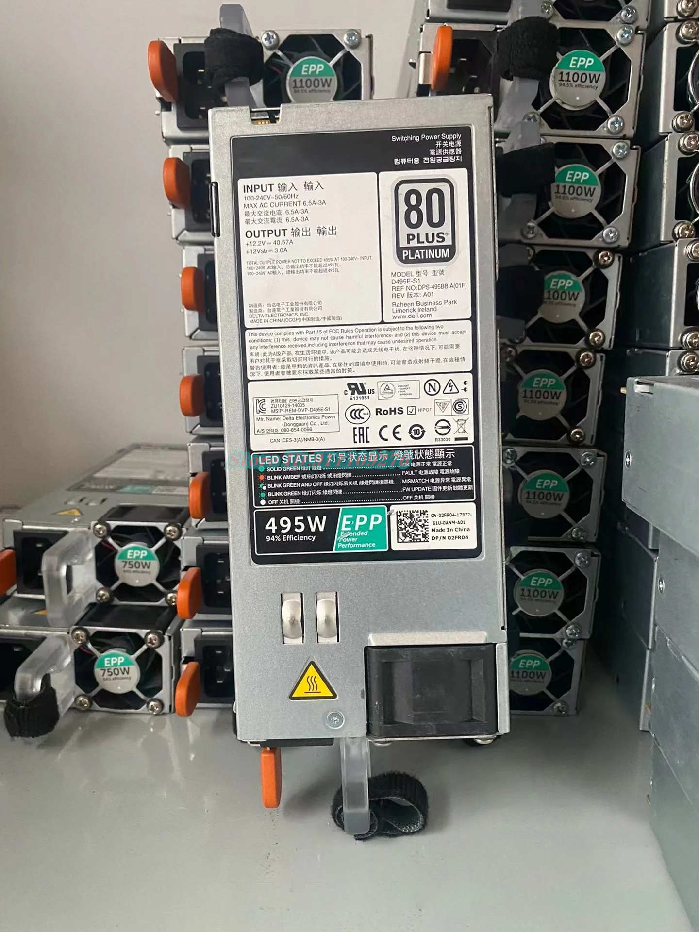 D495E-S1 E495E-S1 495 Вт для DELL R630 R730 R730XD R740 R640 R530 T430 SERVER EPP Блок питания, 0GRTNK 0T41F3 0VKDD2 09338D 0TH1CT