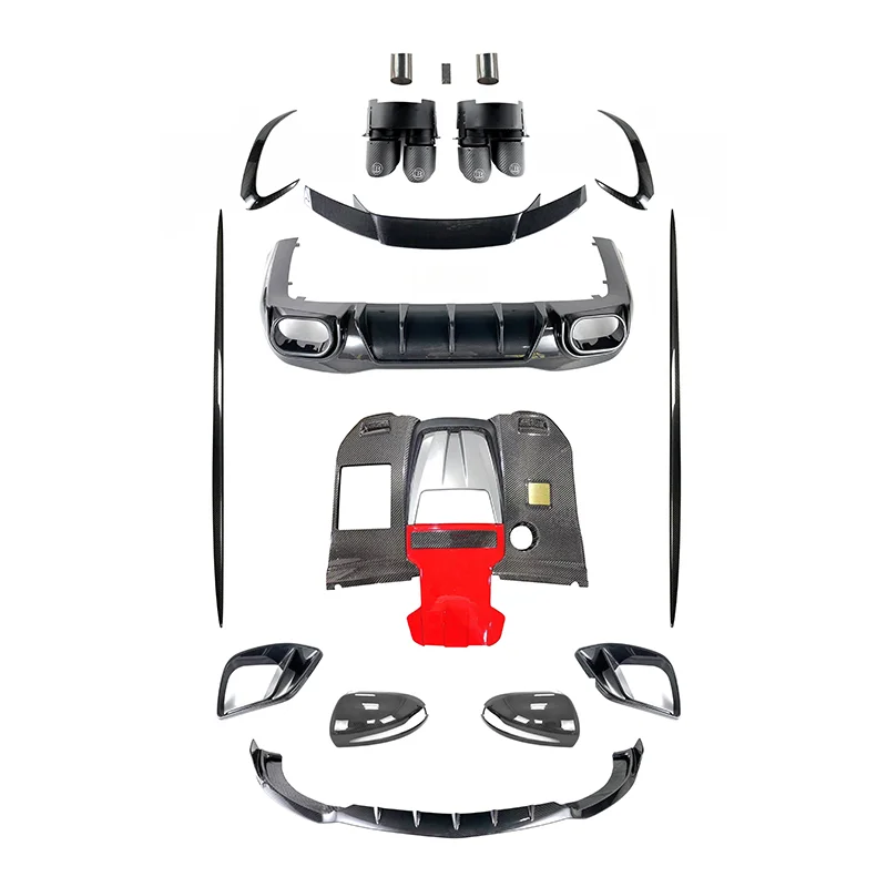 High Quality B Style Dry Carbon Body Kit Bumper Lip Spoiler Side Skirt Exhaust Fit For X290 GT63 GT63S Tuning Parts
