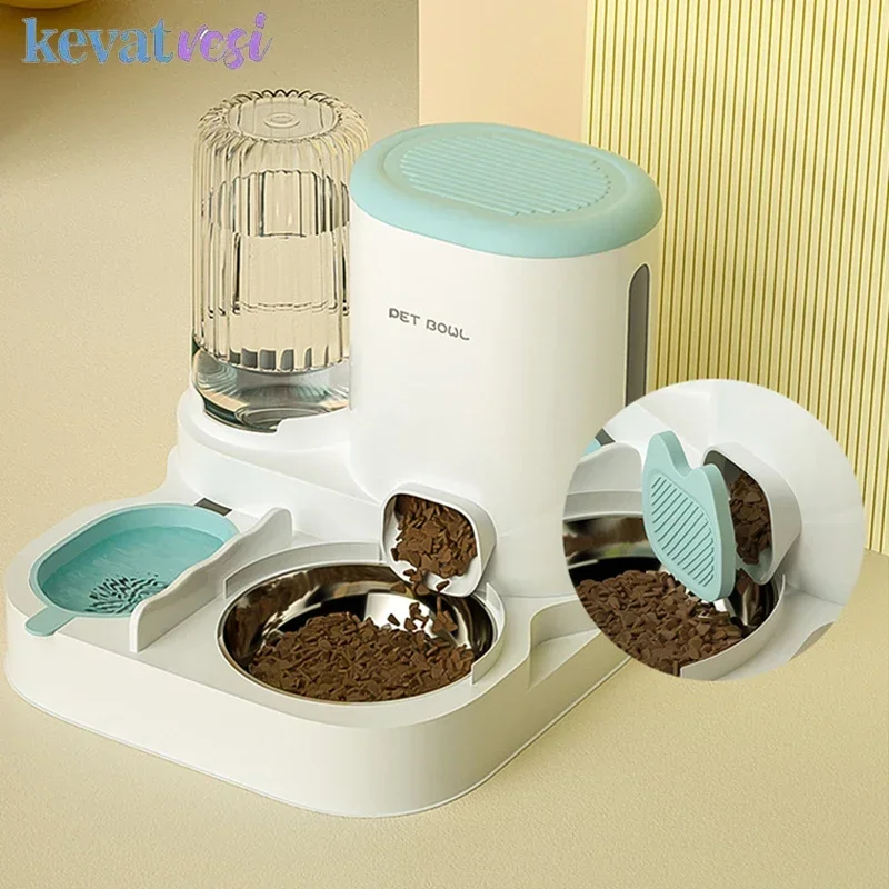 

Automatic Cat Feeder Large Capacity Cat Food Bowl With Water Fountain Dispenser Container Food Storage Small Dogs Cats