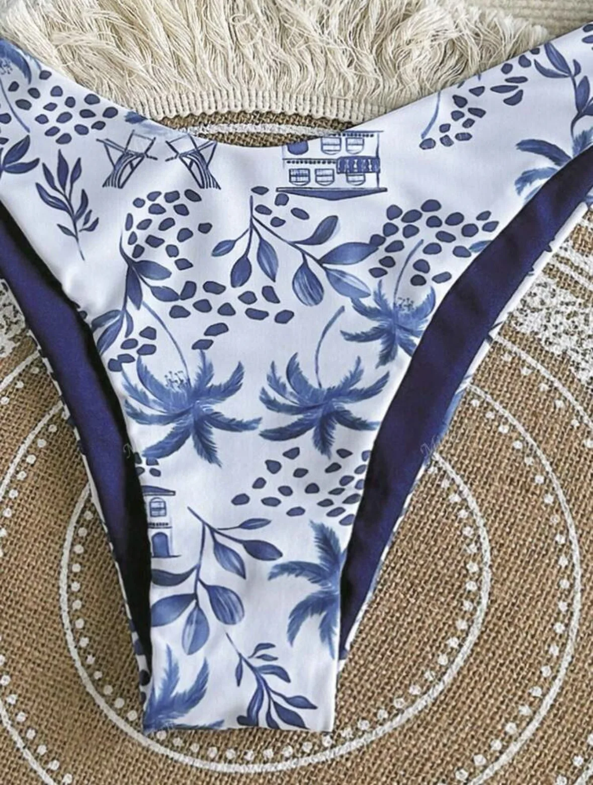 セクシーなブループリントの女性用ビキニセット、ツーピース、ホルタータイ水着、ビーチウェア、水着、ビキニ、トリキニ、タンキニ