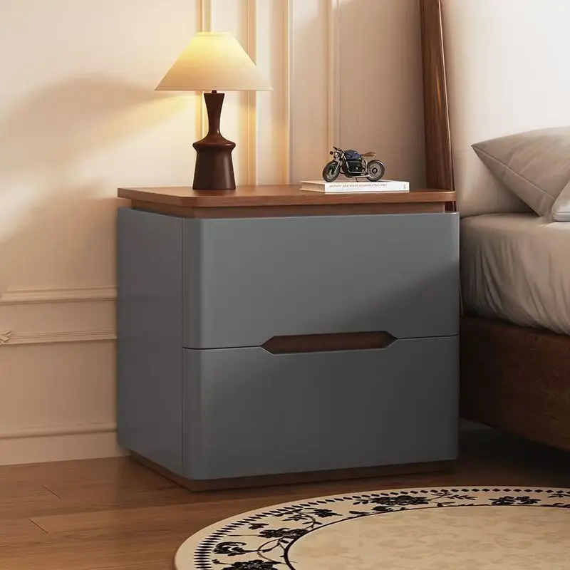 

Solid Wood Smart Antioxidant Cat Paw Leather Nightstand Modern Light Luxury High-end Feel Bedroom Furniture