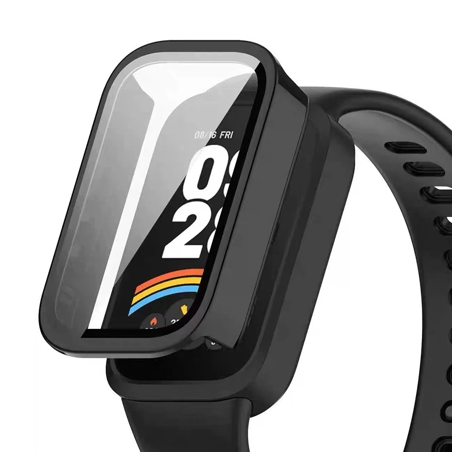PC-hoesje + gehard glazen scherm beschermer voor Xiaomi Mi Band 9 Active band scherm beschermer hoes bumper shell voor Redmi Band 3