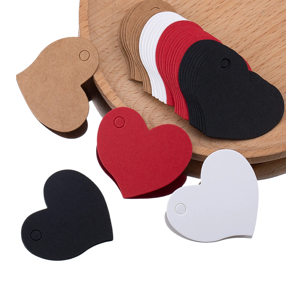 

50pcs Red Heart-Shaped Blank Kraft Paper Card Gift Tags DIY Party Wedding Handmade Cards