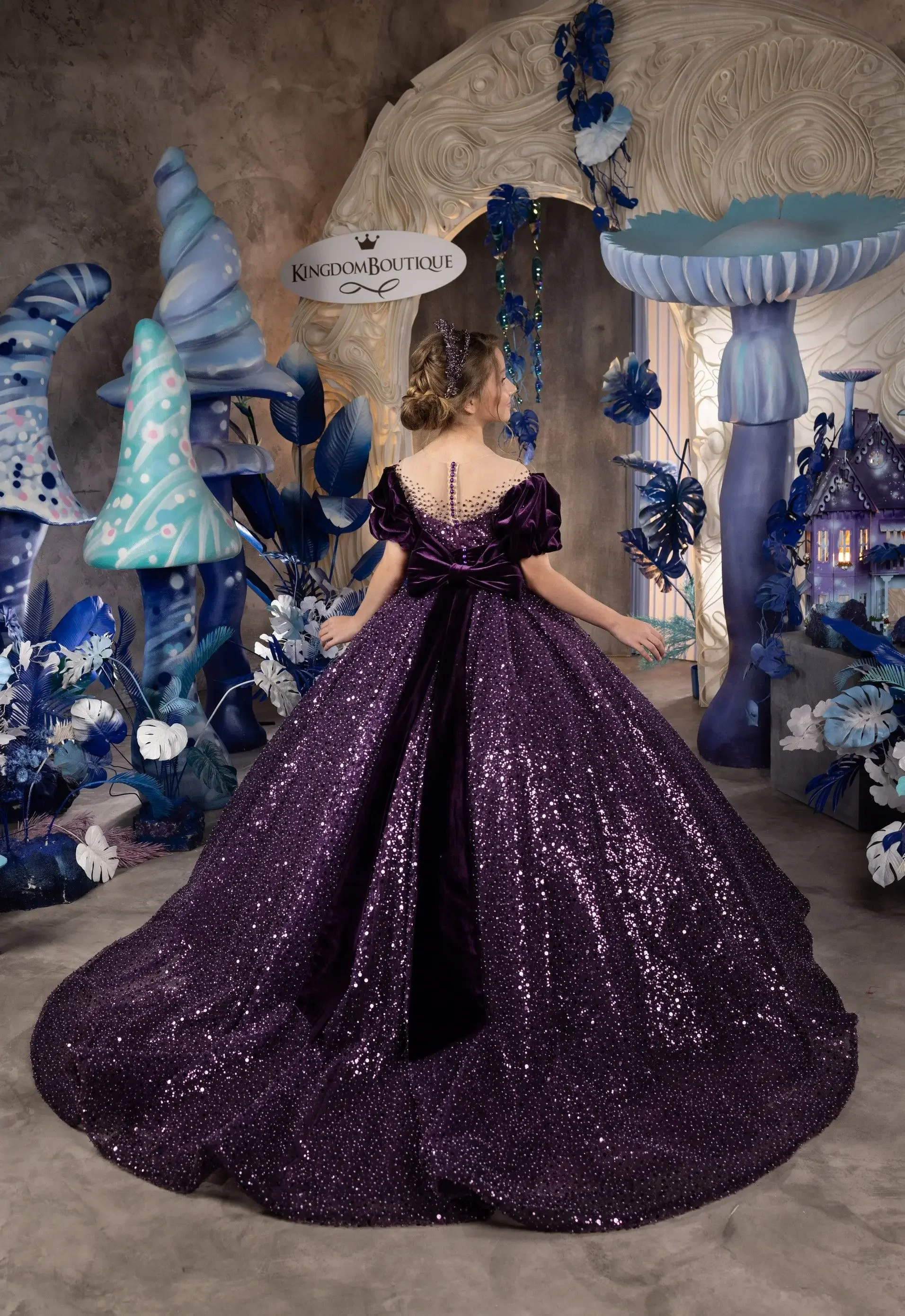 فساتين فتاة الزهور لحفلات الزفاف ترتر طول الأرض للفتيات والأطفال وحفلات أعياد الميلاد والأميرة الأولى بالتواصل المقدس