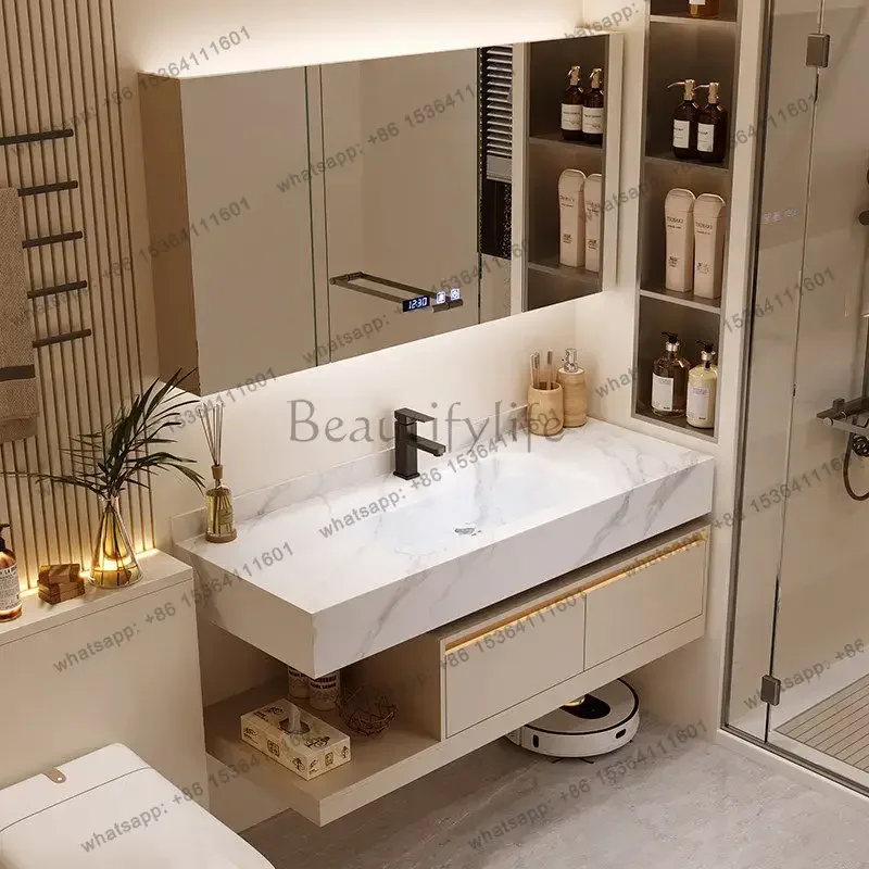 LD Modern Drawers Bathroom Cabinet Organizer Storage Mirror Vanity Toilet Cupboard Dressers Decorations Gabinete