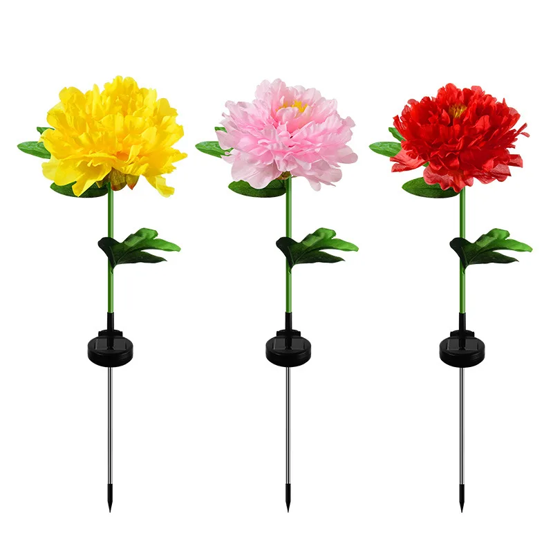 1/2pcs New Creative Solar Peony Flower Outdoor Waterproof Ground Insert Lawn Villa Garden Decoration Landscape Light Guide Lamp