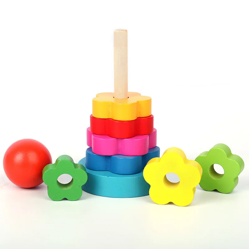 Rainbow Stacking Ring Tower para crianças, copo dobrável, blocos Stapelring, madeira, plástico, criança, bebê, brinquedos infantis, novo