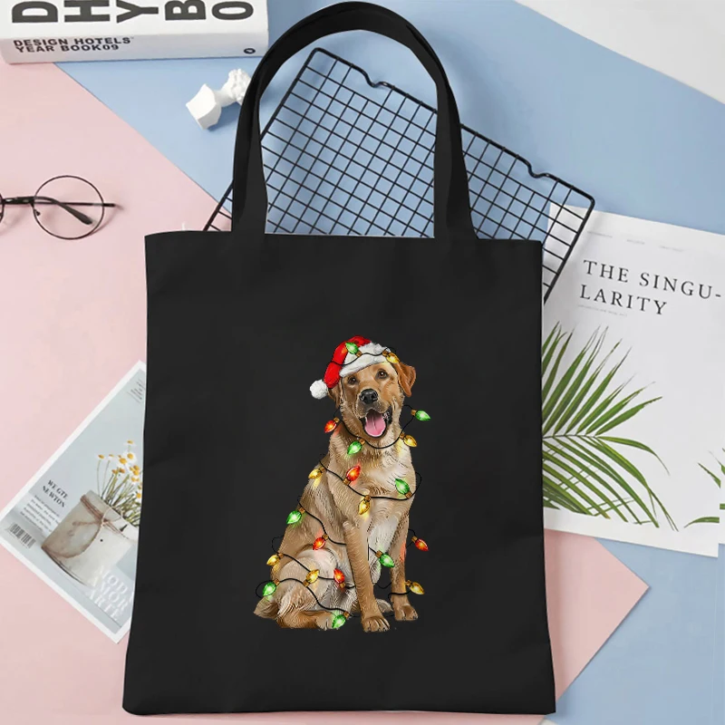 Christmas Labrador Retriever Canvas Tote Bag Gift for Dog Mom Shopping Bag Dog Lover regalo di natale borsa a tracolla femminile da donna