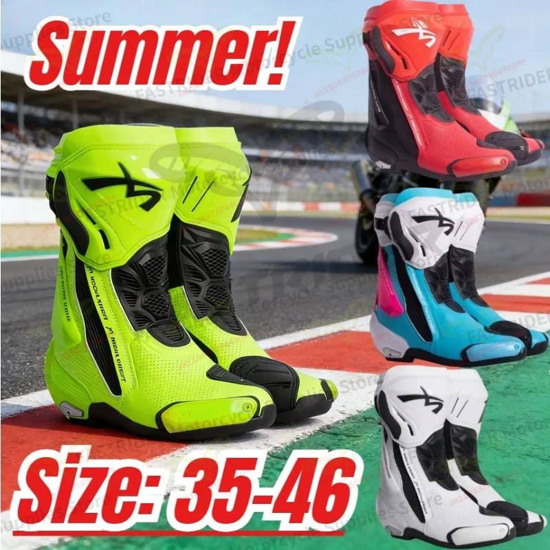 Summer Breathable Motorcycle Boots for Men and Women, Outdoor Motocross Riding Shoes for Racing and Off-Road Sports