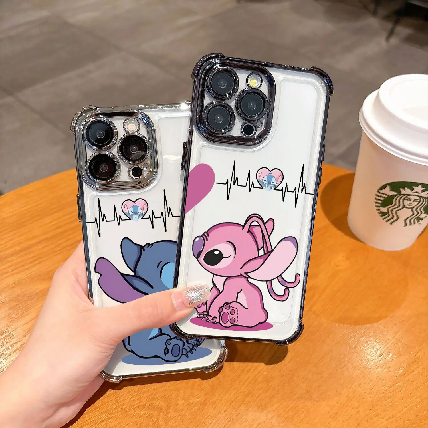 Stitchs Couple Angel Cute Plating Case For vivo V29e Y200 V27 S16 T1 S15 V25 V23 S12 Y38 Y28 Y03 Y17s Y78 Y36 Y27 4G 5G Cover