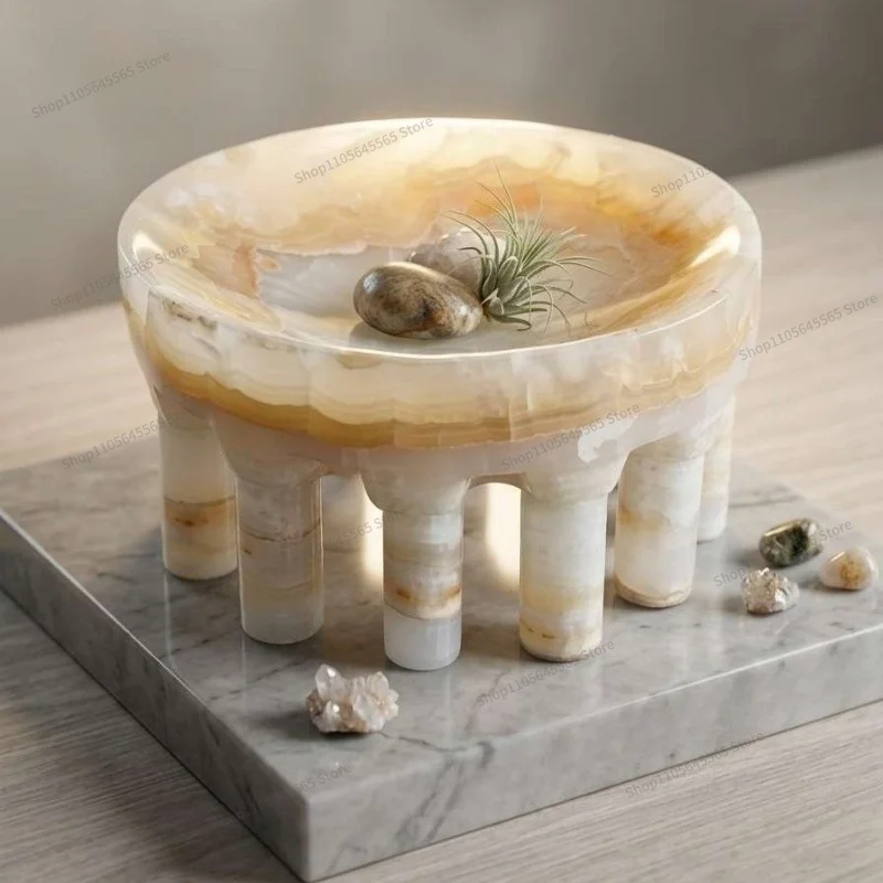FOR Heavy Craftsmanship Natural Jade Fruit Plate Storage Model Room Home Coffee Table Bar Decoration High-end Fruit Plate